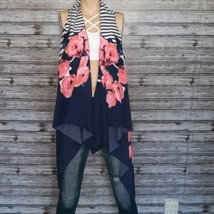 Floral and striped vest